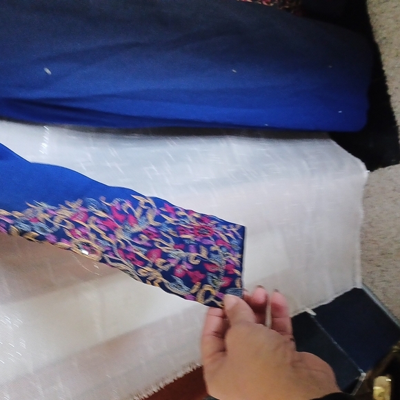 Unbranded womens kurta top Embroidery Sequins, blue to black gradient,  sz S - Picture 3 of 7